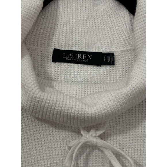 Lauren By Ralph Lauren White Waffle Knit Cowl Neck  Sweater - Picture 3 of 11